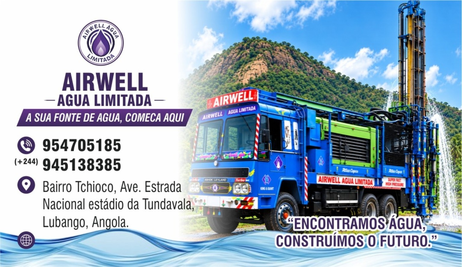 Máquina de perfuração de furos de água da Airwell Água Limitada
